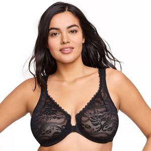 Glamorise Full-Figure Wonderwire Front-Close Stretch Lace Bra Sz 48C WL231